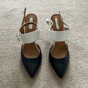 Halogen Black/White heels with buckle detail